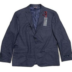 Tommy Hilfiger Modern-Fit Blue Check Plaid Wool Blazer Sport Coat Jacket 44S