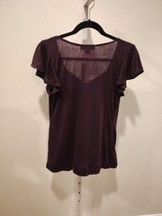 Volume One Junior’s Purple Short Sleeve Top Size XL V-Neck Flutter Sleeves Y2K