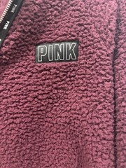 PINK Purple Sherpa Fleece 1/2 Zip Hooded Pocket Logo Hoodie Womens XS