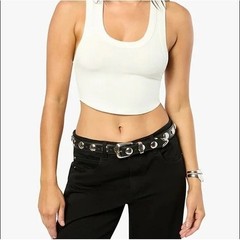WeWoreWhat Crop Scoop Racerback Tank Cotton Jersey SEveryday Basic Layer XXS NEW