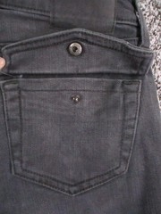 Aeropostale Jeans Womens 000 Black Mid Rise Kick Crop Raw Hem Flap Pockets 24×23