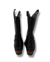 Frye Womens 7 Black Leather Western Mid-Calf Boots Pointed Toe Zip Pull Strap