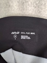 Aerie Women Leggings Medium Gray Nylon Blend Ribbed Seamless Stretchy Pants