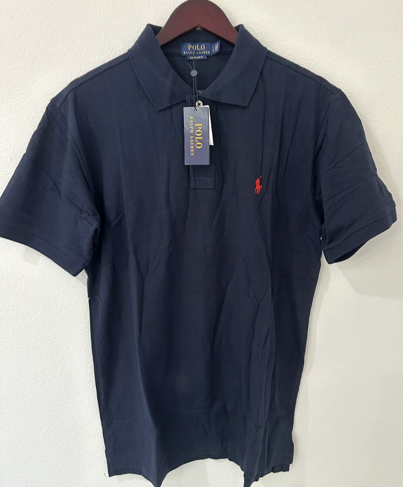 Ralph Lauren Men’s Custom Slim Fit Polo Shirt Navy L Short Sleeve Mesh New
