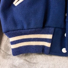 VTG Howe Varsity Letterman Jacket Size 36 Blue Wool Leather Slash Pockets READ