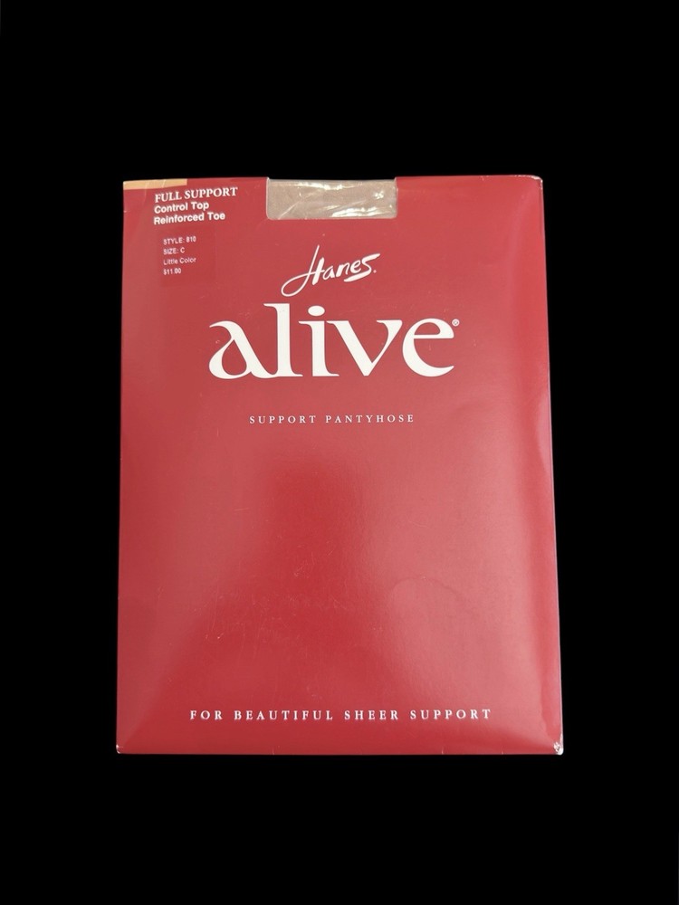 Hanes Alive Full Support Pantyhose Control Top Reinforced Toe 810 C Little Color