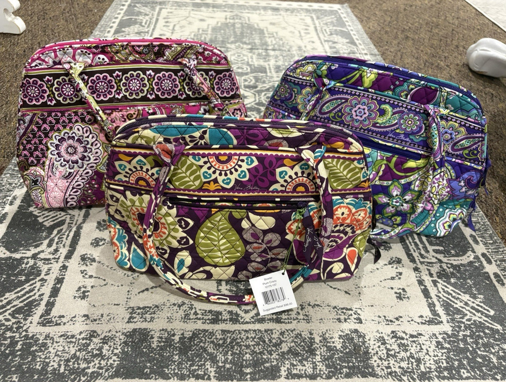 Vera Bradley Quilted Cotton Floral Multicolor Bowler Bags. 3 separate items FS.