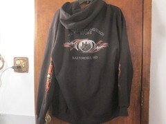 Vintage Harley Davidson Hoodie With Flames & Willie G. Skull Baltimore, MD XLG