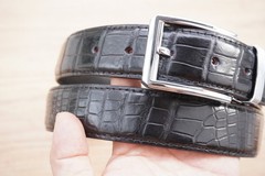 W 1.5 inch Black Genuine CROCODILE Belly LEATHER Skin Men’s Belt #M76