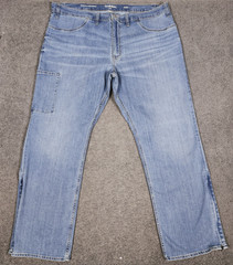 Men’s Relaxed Straight Jeans 48X34 Goodfellow Blue Leg Zippers ONLY 1 POCKET