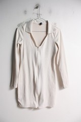 H&M Womens Rib Knitted Stretch Dress Front Zip White – Size Medium M (D70)
