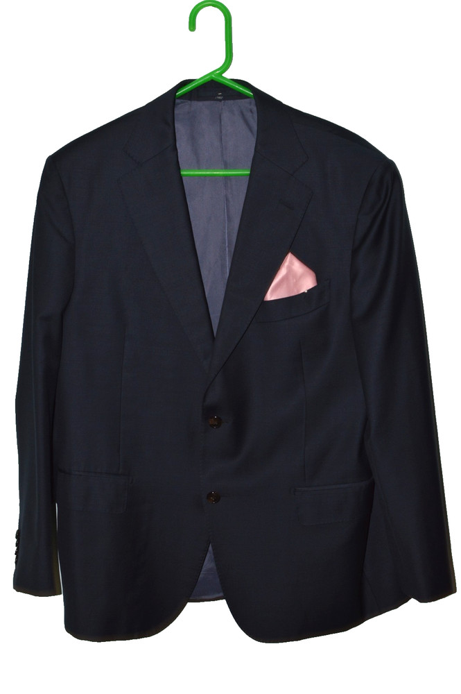 44S 44 Short S SuitSupply Napoli Blue Vitale Perennial 110s Blazer Suit Jacket