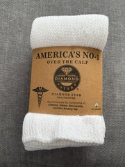 Diamond Star Men’s Diabetic Socks Over the Calf white Socks Size 10-13 2 pack
