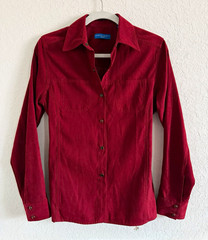 Karen Scott Sport Women’s Red Solid Collared Long Sleeve Button-Down Shirt M