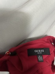 GUESS Red Solid Sweetheart Neck Sleeveless Sheath Bodycon Knee Dress 2