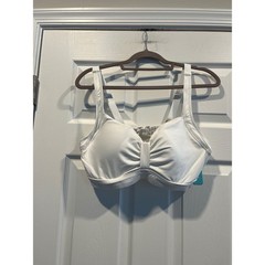 Aqua Eve Womens White Ruched Underwire Bikini Top Size Large NWT