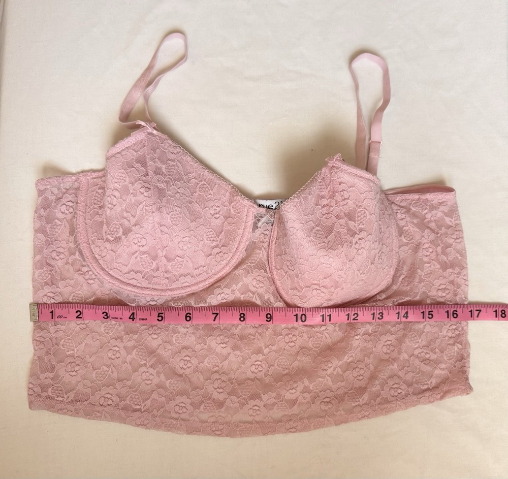 rue21 Pink Floral Lace Longline Underwire Bra, Adjustable Straps, XL