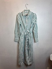NWT Universal Thread Women’s Long Sleeve Midi Dress Striped Blue & Green Sz XS