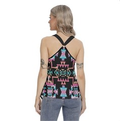 Women’s Black Southwest Design Unique Cut Stylish Tank Top Large