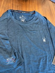 Spyder Shirt Mens SZ XL Blue Green Swim Rash Guard Shirt UPF 30 Surf Hiking