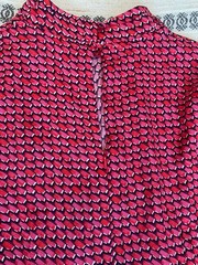 MONSOON Red Geometric Dress UK 14 EUR 42 100% Viscose High Neck Long Sleeve