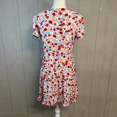NOBO Floral Wrap Dress Juniors L Ruffle V Neck Midi Jersey Knit Cottagcore Event