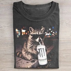 Cool Raccoon Monster Energy Drink Graphic T-shirt
