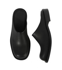 Firenze Atelier Men’s Black Cow Leather Mules & Slip-on Clogs Leather Slippers