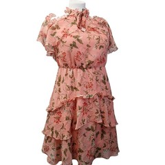 Endless Rose Pastel Pink Floral Cutout Cold Shoulder Maxi Dress Size M