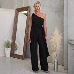 Off-Shoulder Lace-Up Waist-Slimming Sleeveless Casual Pants Set