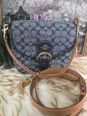 Coach Kleo Shoulder Bag 23 In Signature Chambray, featuring dark denim monogram