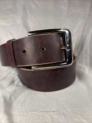 Natural Horween Chromexcel Handmade Leather Belt 1.5 Inch Raw Edge Silver Buckle