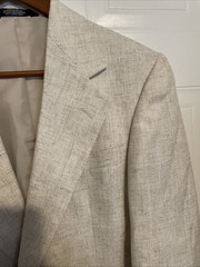 Haggar Clothing Co. Blazer Mens Size 38R Linen Blend Ivory Beige Lined Jacket