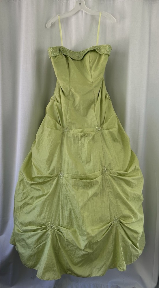Green Formal Ball Gown Quinceañera Prom Dress Beaded Corset Back 11/12 Juniors