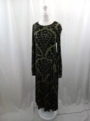 Boden khaki green black floral dress 6 belted midi long cuffed sleeves BNWT