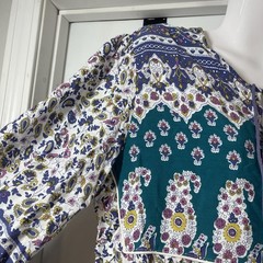 NWT R Vivimos Floral Midi Dress Women M 8/10 Bohemian Tassel Peasant Long Sleeve