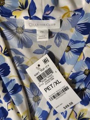 Charter Club Petite P XL Knit Top Blue Floral