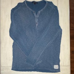 John Varvatos U.S.A. Men’s Blue Waffle-Knit Henley Long Sleeve Sweater XL