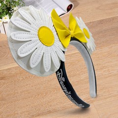Disney` Sunflower Flowers Bow Yellow White Headband Minnie Ears Resort Hairband