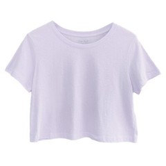 Women’s Loose Fit Crop Tops Round Neck Short Sleeve Casual 100% Cotton T-Shirts