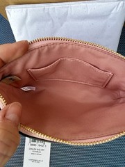 NWT COACH CEF72 Corner Zip Wristlet Signature Canvas with Charm Gold Powder Pink