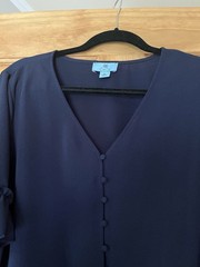 CeCe Bell Sleeve Navy Blouse XL