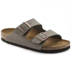 Birkenstock Arizona Stone Suede Footbed Birkibuc Leather Unisex Sandals