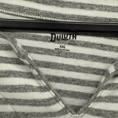 Duluth Trading Top Womens XXL Gray Striped V-Neck Casual Nautical Preppy Cottton
