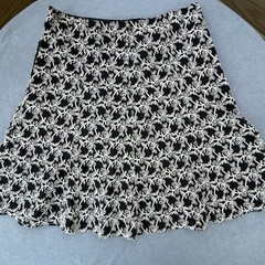 Axcess Black White Embroidered Floral A-Line Knee Length Skirt Size 12 Lined