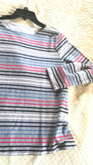NWOT TALBOTS P XL Long Sleeve Crew Neck Knit Top Women Multi color stripe