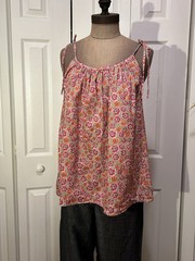 J.CREW Liberty Fabric Floral 100% Cotton Scoop Neck Tie-Strap Cami, Size L