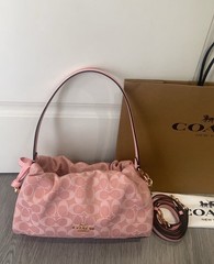 COACH Faye Shoulder Bag Signature Denim Light Pink CER68 IMNH1 Auth New