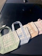 Trader Joe’s Mini Pastel Stripe Canvas Tote Bag Limited Edition Set Of 4