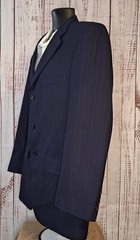 Florenzi 2 Piece Suit Mens 40R 34X29 3 Button Gray Pinstripe Ventless
